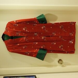 Chinese Red Floral Embroidered Robe Reversible